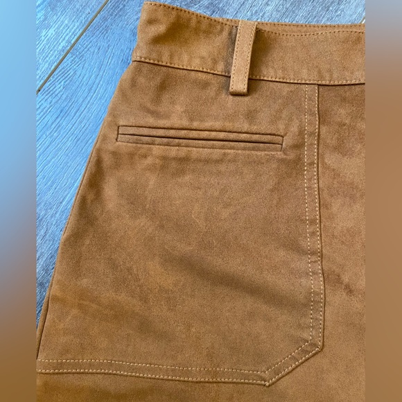 Zara faux suede brown mini skirt with buttons - Picture 3 of 7